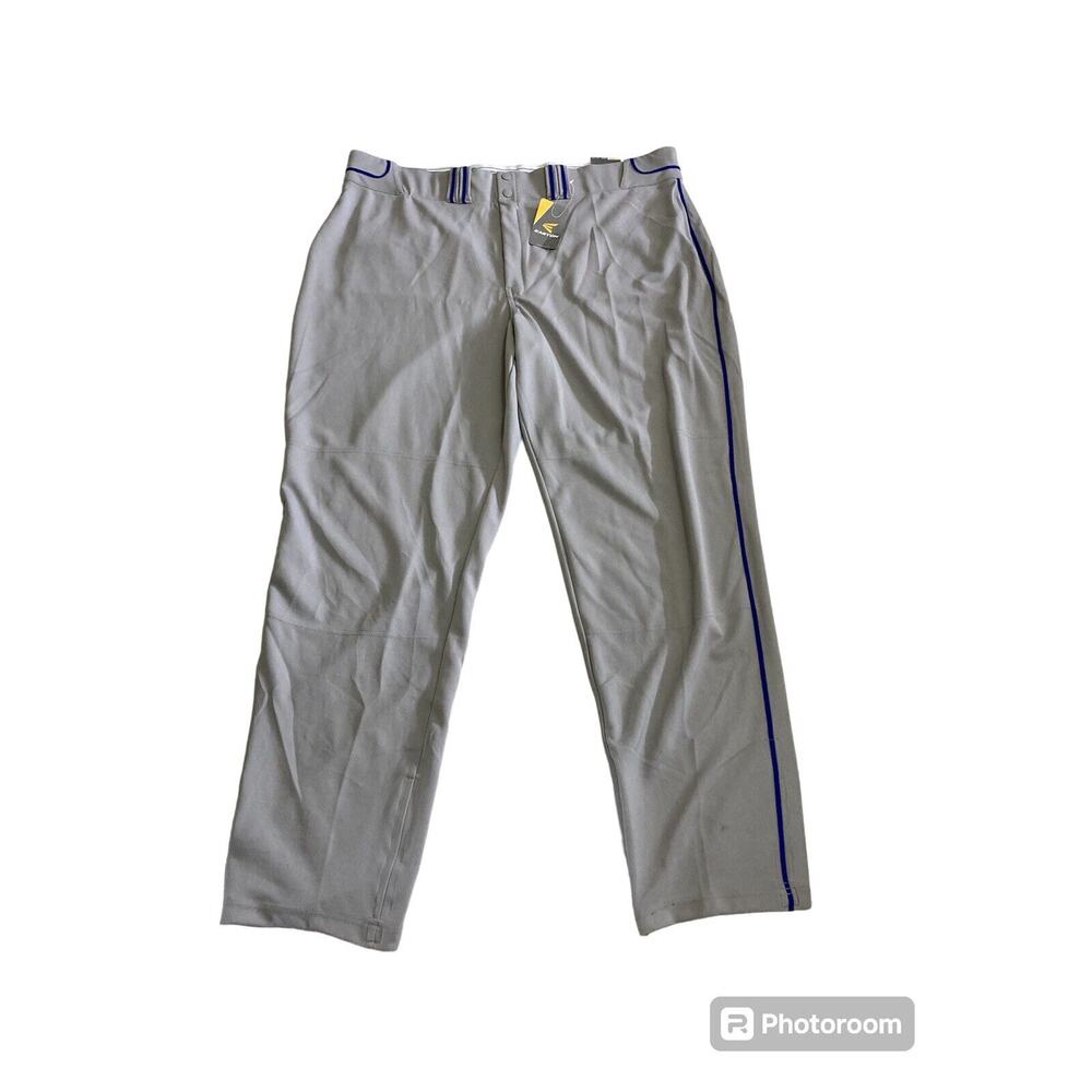 Easton Mens Softball, Baseball Walk-Off Piped Pants Grey w/ ROYAL - XXXL 46"-49"
